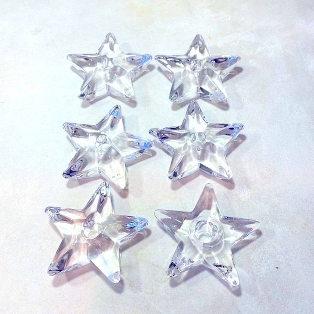 Crystal Candle Holders Set of 6 Vintage Stars Cambridge Glass Company 2.5” EUC